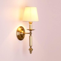 Biqsyvtm Modern Copper Wall Lamp E14 Single Head Wall Lant White Linen Lampshade Wall Lights Hotel Bedroom Living Room Wall Mounted Light Indoor Fabric Wall Sconces