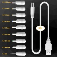 5V Dc Power Cord Replacement Charger Usb To Dc Plug Charging Cord With 9 Connectors Adapters For Moon Lamp Massage Wand Route