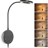 Noeiit Wall Mounted Reading Light Bedside Headboard Lights With 5 Color Temperature 5 Dimming 360Flexible Gooseneck Usb Output