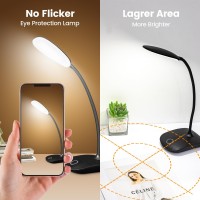 Tnnop Battery Powered Desk Lamp Portable Lamps Rechargeable 3 Color Modes Touch Control Stepless Dimming Wireless Desk Lamp Wi