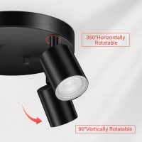 Boostarea Led 4 Light Track Lighting Kit Led Track Lighting Fixtures Black Round Ceiling Spot Lighting Flexibly Rotatable Lig