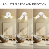 Boostarea Led 2 Light Track Lighting Kit Led Track Lighting Fixtures White Round Ceiling Spot Lighting Flexibly Rotatable Lig