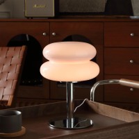 Glivpny Glass Pink Table Lamp For Bedroom Mid Century Modern Mushroom Lamp Retro Egg Tart Lamp Cute Nightstand Lamp For Girl G