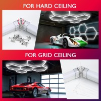 Brillihood Led Hexagon Garage Lights Honeycomb Garage Light 670W 67000Lm 6500K Super Bright 14 Grid Systems Car Detailing L