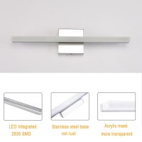 Temgin Bathroom Lights Over Mirror 16Inch Led Vanity Lights Bar 9W Ip44 Modern Light Fixture For Bathroom Silver Cool White 6000