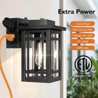 Bdrofn 2Pack Outdoor Porch Lights With Outlet Dusk To Dawn Motion Modern Outdoor Wall Lights Exterior Lighting Fixtures Waterpr