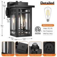 Bdrofn 2Pack Outdoor Porch Lights With Outlet Dusk To Dawn Motion Modern Outdoor Wall Lights Exterior Lighting Fixtures Waterpr