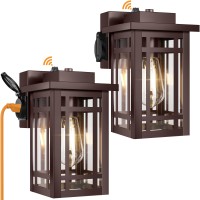 2Pack Outdoor Porch Lights With Outlet Dusk To Dawn Modern Outdoor Wall Lights Exterior Lighting Fixtures Waterproof Orb Bronze