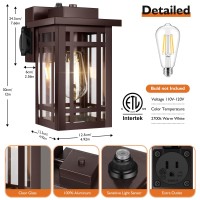 2Pack Outdoor Porch Lights With Outlet Dusk To Dawn Modern Outdoor Wall Lights Exterior Lighting Fixtures Waterproof Orb Bronze