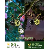 Istatue Solarpowered Hanging Bee Light Metal Led Outside Bugs With Bouncy Springs Solar Fairy Lights For Outside Garden Dec