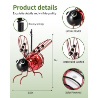 Istatue Solarpowered Hanging Metal Ladybug Light Garden Decor Lady Bug Sculpture With Bouncy Springs Summer Outdoor Art Dec