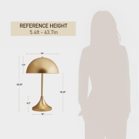 Ink+Ivy Table Lamp For Bedroom - Large Metal Dome Nightstand Lamp, Modern Gold Bedside Lamp With Curved Base, Clear Polarized Cord, In Line Switch, Gold Accent Lamp Decor, 24.5