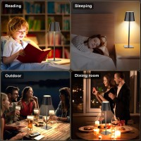 Table Lamp Set Of 2, Mojimdo Cordless Desk Lamp 64 Leds Dimmable [1700K/4500K/6000K With Stepless] Rechargeable Portable Table Light For Living Room Kids Bedroom Camping Outdoor Party Cafe Bar - Black