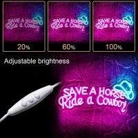 Wlhope Save A Horse Ride A Cowboy Neon Sign Adjustable Brightness Led Sign Neon Signs For Wall Decor Connectivity Via Usb Licked