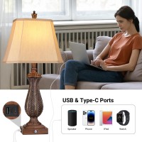 Wihtu 3Way Dimmable Table Lamps For Bedrooms Set Of 2 30 H Touch Lamps For Living Room With Usb Typec Ports Brown Mermai