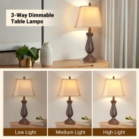 Wihtu 3Way Dimmable Table Lamps For Bedrooms Set Of 2 30 H Touch Lamps For Living Room With Usb Typec Ports Brown Mermai