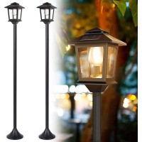 Pasamic 63 Aluminum Solar Lamp Post Light Outdoor 2 Pack Solar Floor Lamp Waterproof Solar Powered Lamp Post For Garden Path