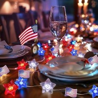 Coquimbo 4Th Of July Decorations String Lights Red White Blue String Lights With 30 Led 10Ft Flag Stars Patriotic Lights Batte