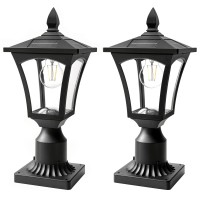 Solar Post Lights 3000K Solar Lamp Post Light Fixture With Pier Mount Base Dusk To Dawn Solar Post Lights Outdoor Waterproof F