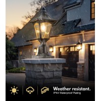 Solar Post Lights 3000K Solar Lamp Post Light Fixture With Pier Mount Base Dusk To Dawn Solar Post Lights Outdoor Waterproof F