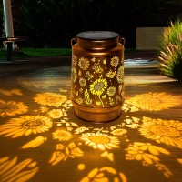 Anytalk Sunflower Solar Lantern Lights Outdoor Solar Lanterns Garden Decor Hanging Solar Lantern For Backyard Porch Patio Tabl