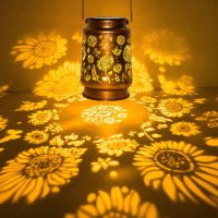 Anytalk Sunflower Solar Lantern Lights Outdoor Solar Lanterns Garden Decor Hanging Solar Lantern For Backyard Porch Patio Tabl