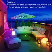 Letianpai 400Ft Outdoor Led Strip Lights Waterproof,Ip68 Outside Led Light Strips Waterproof With App And Remote,Music Sync Rgb Exterior Led Rope Lights With Self Adhesive Back For Roof,Deck,Balcony