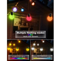 Ikery 100Ft Outdoor String Lights Usb 5V Rgb Globe Led Patio Lights With50 Shatterproof Bulbswaterproof Hanging Lights For Room