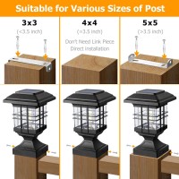 Lffital Solar Post Lights Outdoor Solar Post Cap Lights Deck Post Lights Fence Cap Light For 4X4 5X5 6X6 Posts Patio Garden Cour