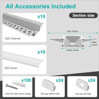 Hunhun 10Pack 66Ft2Meter Plasterin Trimless Recessed Led Aluminum Channel With Flange Led Channel With Clipin Diffuser An