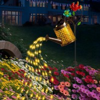 Ostritec Solar Lights Outdoor Solar Watering Can With Cascading Lights Metal Watering Can With Cardinal Shepherd Hook Solar L