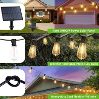 Solar Outdoor String Lights With Remote Waterproof Solar Patio Lights With 151 Vintage Led Bulbs Dimmable 34Ft Solar Powered