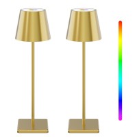 Howskys 2 Pack Led Rechargeable Dimmable Table Lamp 3000Krgb Ip54 Wireless Touch Table Lamp For Indoor And Outdoor 5500 Mah P