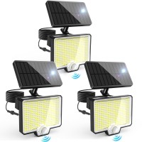 Coozaming 294 Led 3 Modes Solar Motion Sensor Outdoor Lights 3900Lm Solar Flood Lights Ip67 Waterproof Dusk To Dawn Outside So