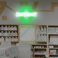 Augelre Dispensary Neon Sign Green Cross Neon Signs For Wall Decor Dimmable Led Signs For Shop Light Up Signs For Bedroom Hom