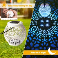 Brizled Color Changing Lantern Lights 2 Pack Outdoor Lantern Hanging Lights Solar Powered With Star Projection Rgb Solar Garde