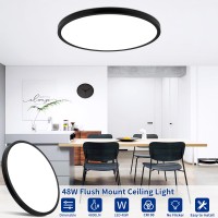 20 Inch Dimmable Led Flush Mount Ceiling Light 48W Modern Round Flat Ceiling Light With Remote 3000K6500K Selectable Super S