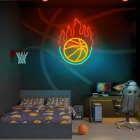 Basketball Neon Sign Led Basketball Gifts For Boys Bedroom Decor Dimmable Basketball Light Game Room Cave Wall Decor For Kids Te