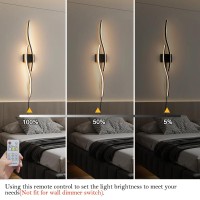 Daunton Modern Plug In Wall Sconces Set Of Two Rc Dimmable Led Plug In Wall Light Black Sconce Wall Lighting For Living Room