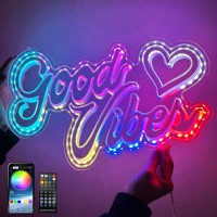 Good Vibes Neon Sign For Wall Decor Colorful Dimable Led Neon Light Signs Art Decoration Good Vibes Led Sign For Bedroom Party