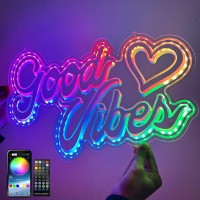 Good Vibes Neon Sign For Wall Decor Colorful Dimable Led Neon Light Signs Art Decoration Good Vibes Led Sign For Bedroom Party