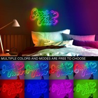 Good Vibes Neon Sign For Wall Decor Colorful Dimable Led Neon Light Signs Art Decoration Good Vibes Led Sign For Bedroom Party