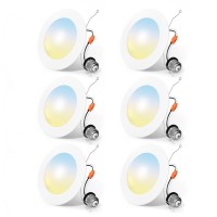 Freelicht 6 Pack Retrofit Led Recessed Lighting 6 Inch Selectable 2700K3000K4000K5000K6000K Dimmable Flat Led Can Lights