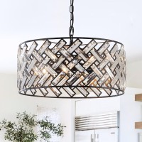 Crystal Ceiling Light Black Modern Chandelier 18 Pendant Light 6Light Convertible Semi Flush Mount Lighting Drum Semi Flush M