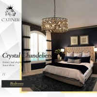 Crystal Ceiling Light Black Modern Chandelier 18 Pendant Light 6Light Convertible Semi Flush Mount Lighting Drum Semi Flush M