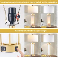 Table Lamps For Living Room Set Of 2 26 Tall Gold Bedside Farmhouse Table Lamps With Led Lantern Nightlight Bedroom Nightstand