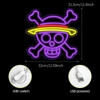 Xjnolgxiqu One Piece Anime Neon Sign Luffy Skull Head Neon Signs For Wall One Piece Lamp Anime Neon Light Decoration Lights For