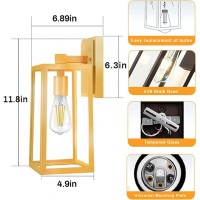 Outdoor Wall Light Fixtures, Exterior Golden Waterproof Lanterns, Porch Sconces Wall Mounted Lighting With Glass Shades, E26 Sockets Wall Lamps For Patio Front Door Entryway (Bulb Not Included)