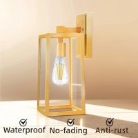 Outdoor Wall Light Fixtures, Exterior Golden Waterproof Lanterns, Porch Sconces Wall Mounted Lighting With Glass Shades, E26 Sockets Wall Lamps For Patio Front Door Entryway (Bulb Not Included)