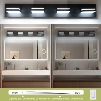 Sinerise Led Modern Bathroom Vanity Light Fixtures 4Light 30Inch5Cct Dimmable Matte Black Modern Acrylic Bathroom Wall